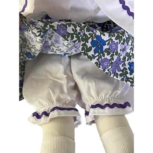 New Cloth Rag Doll Handmade with Hand Sewn Dress and Brown Yarn Hair 19" - Picture 5 of 6